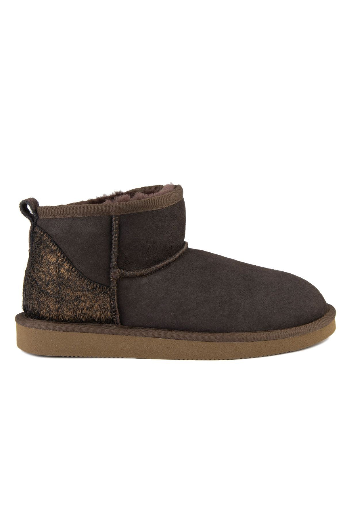Pegia Heel Detailed Sheepskin Mini Boots 191143  - Copper
