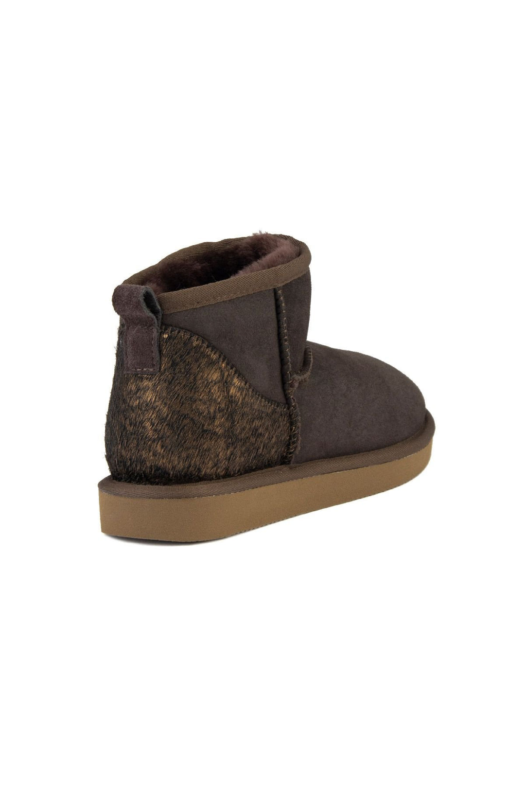 Pegia Heel Detailed Sheepskin Mini Boots 191143  - Copper