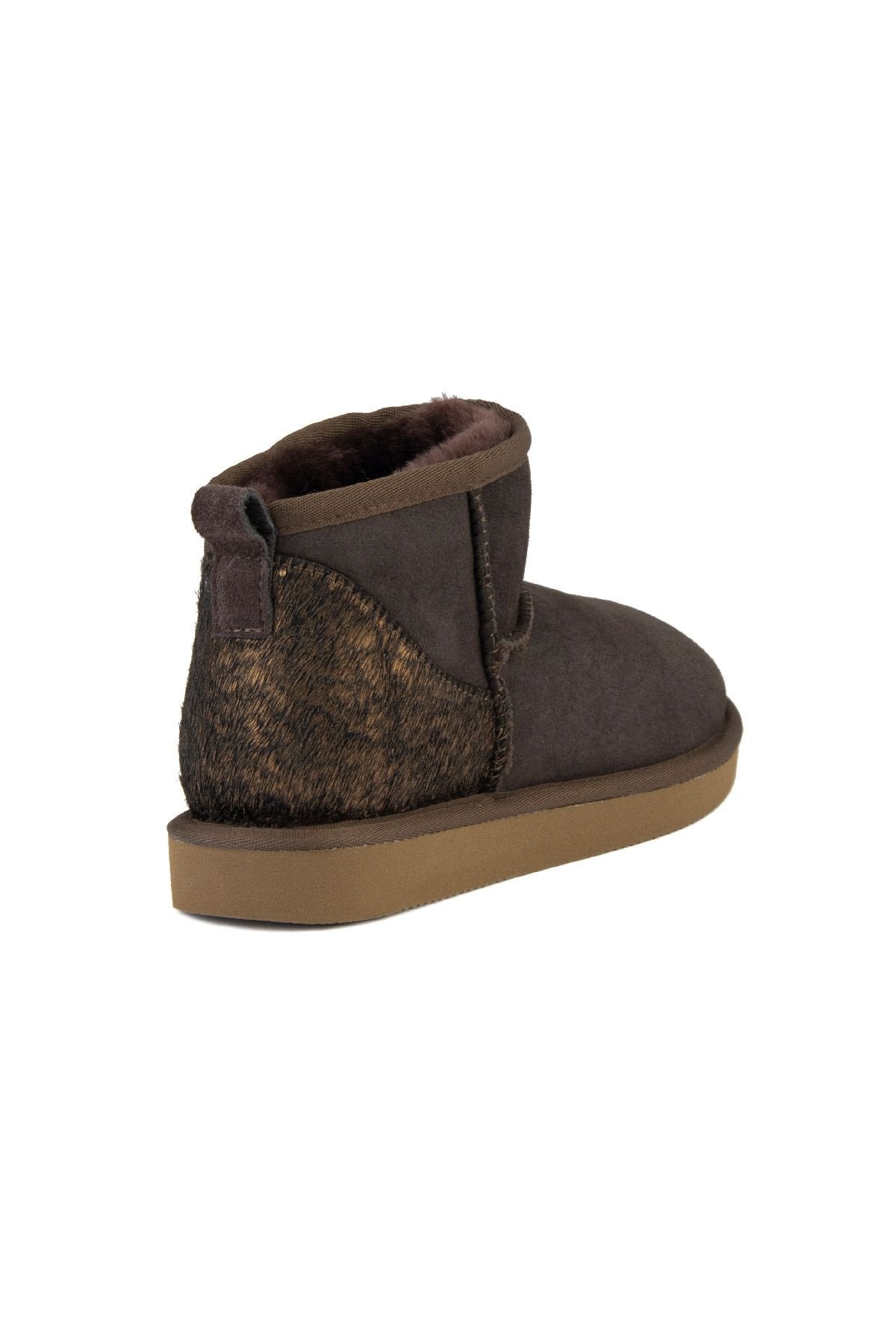 Pegia Heel Detailed Sheepskin Mini Boots 191143  - Copper