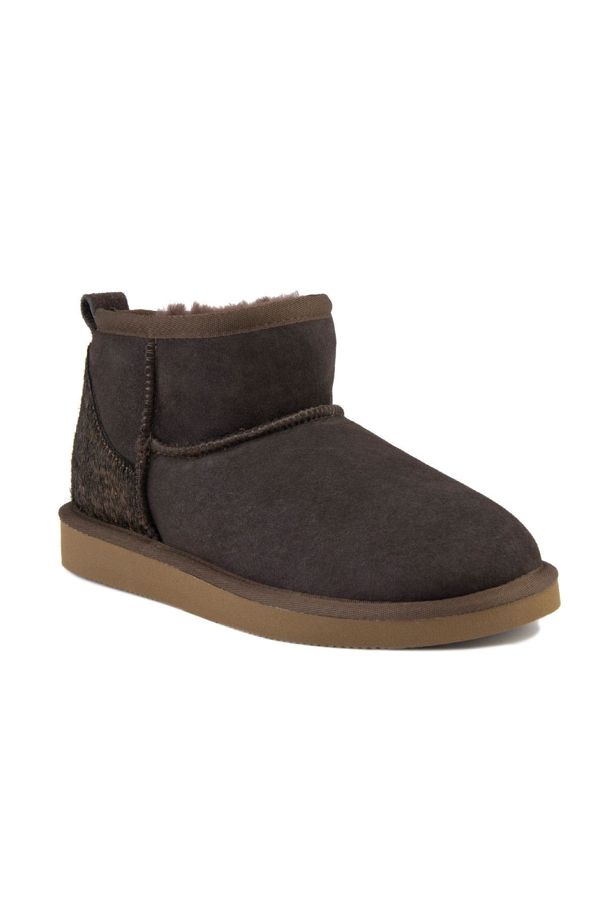 Pegia Heel Detailed Sheepskin Mini Boots 191143  - Copper