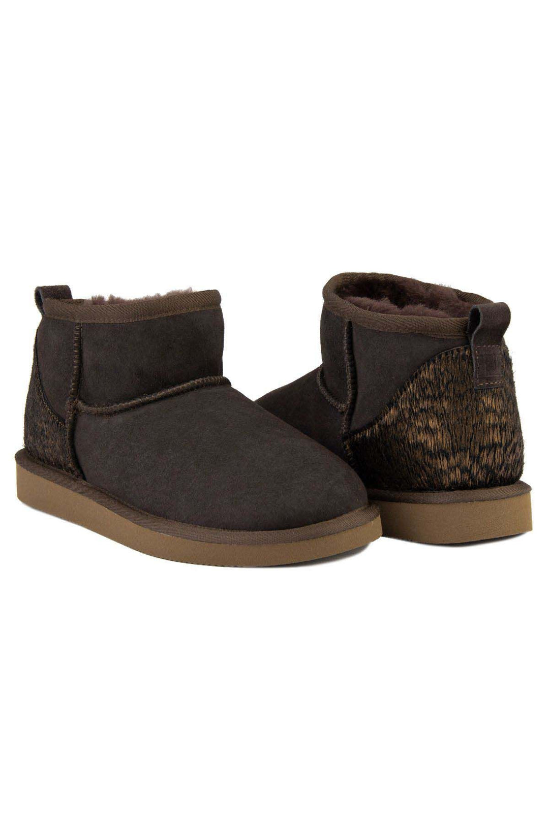 Pegia Heel Detailed Sheepskin Mini Boots 191143  - Copper