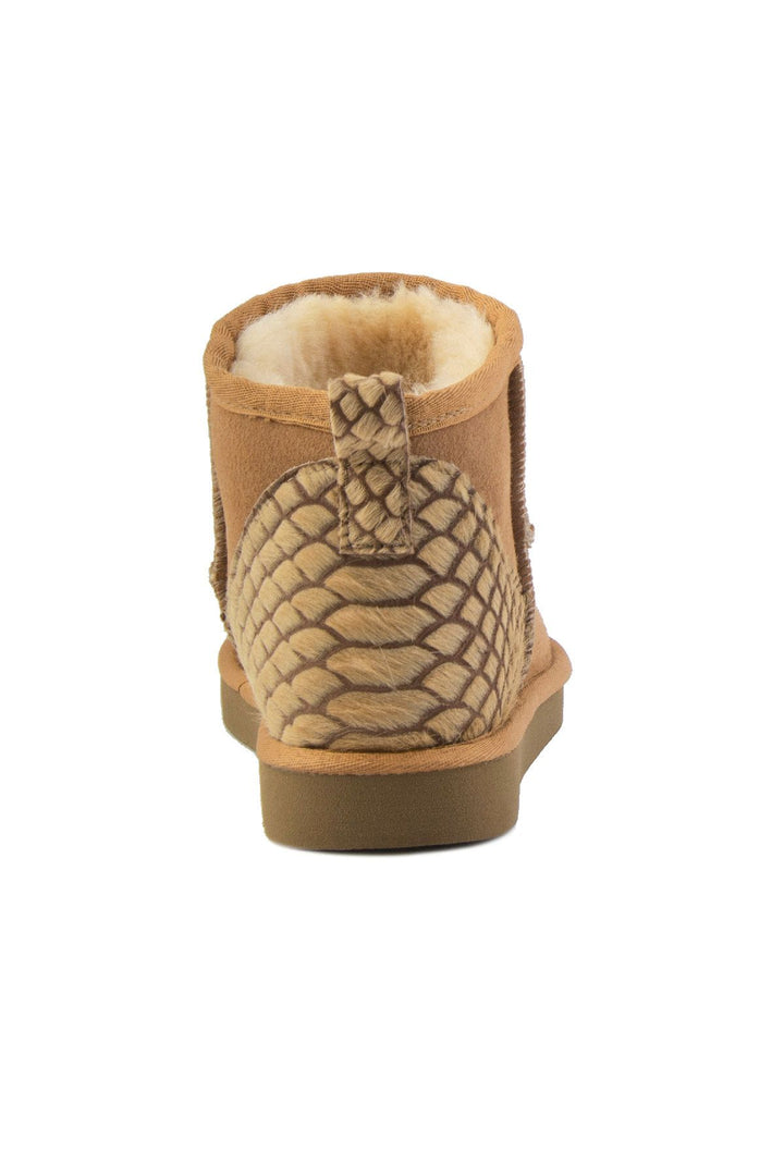 Pegia Heel Detailed Sheepskin Mini Boots 191145  - Chestnut