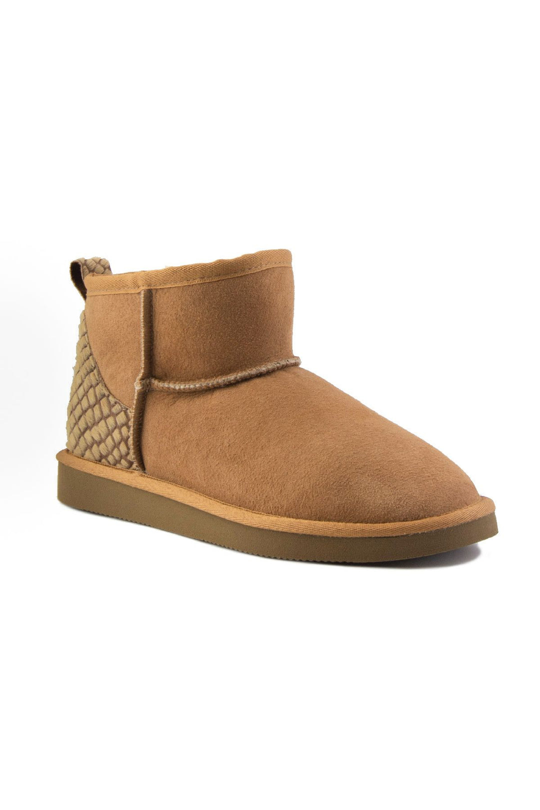 Pegia Heel Detailed Sheepskin Mini Boots 191145  - Chestnut