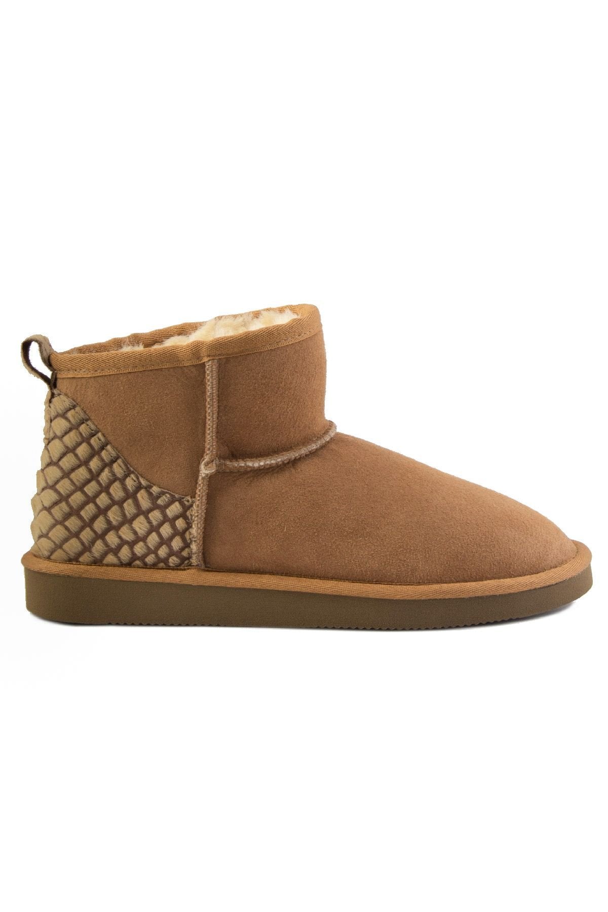 Pegia Heel Detailed Sheepskin Mini Boots 191145  - Chestnut