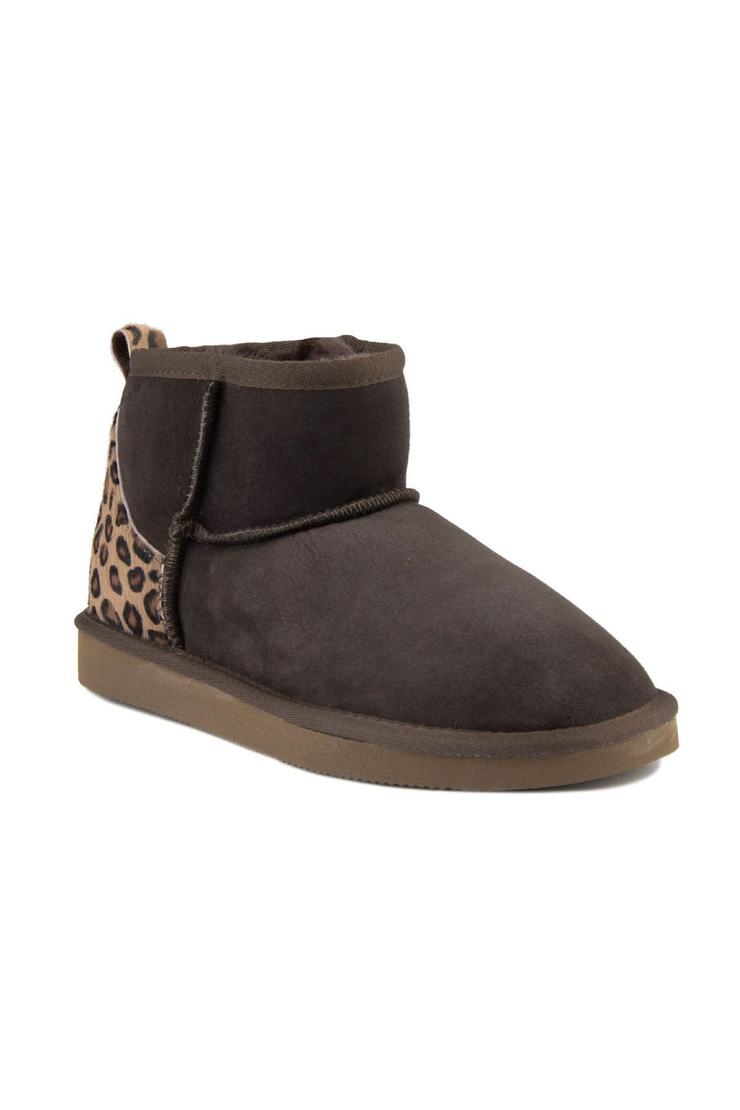 Pegia Heel Detailed Sheepskin Mini Boots 191145  - Choco