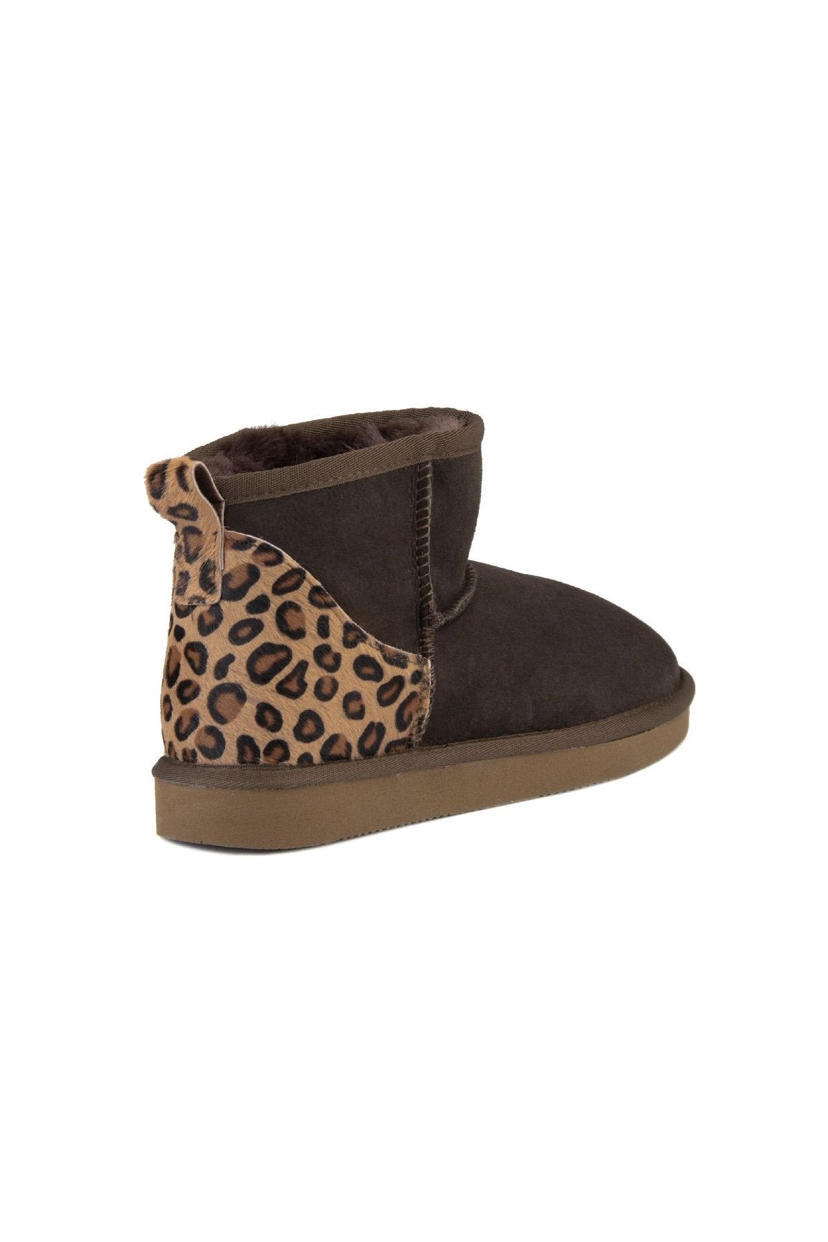 Pegia Heel Detailed Sheepskin Mini Boots 191145  - Choco