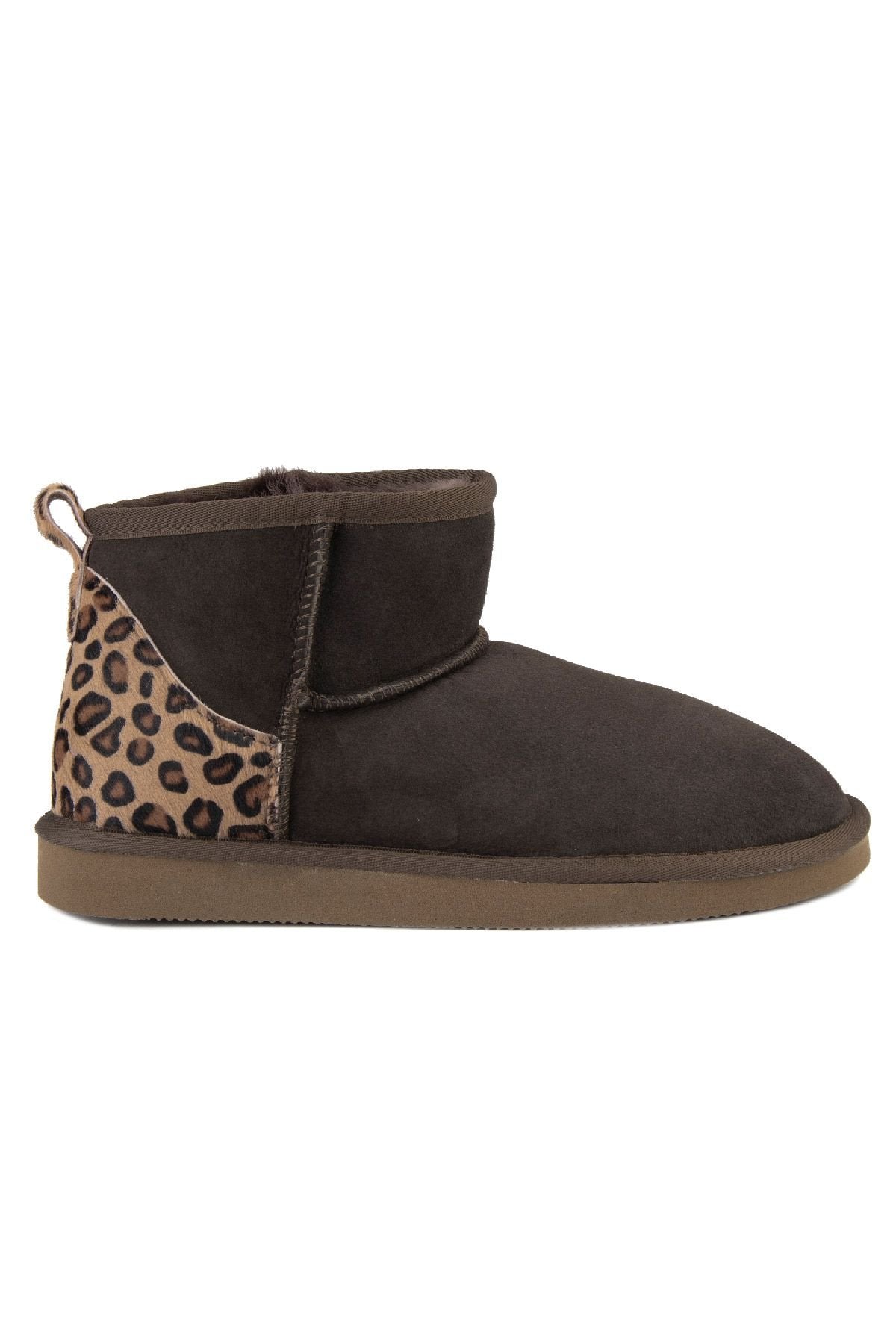 Pegia Heel Detailed Sheepskin Mini Boots 191145  - Choco
