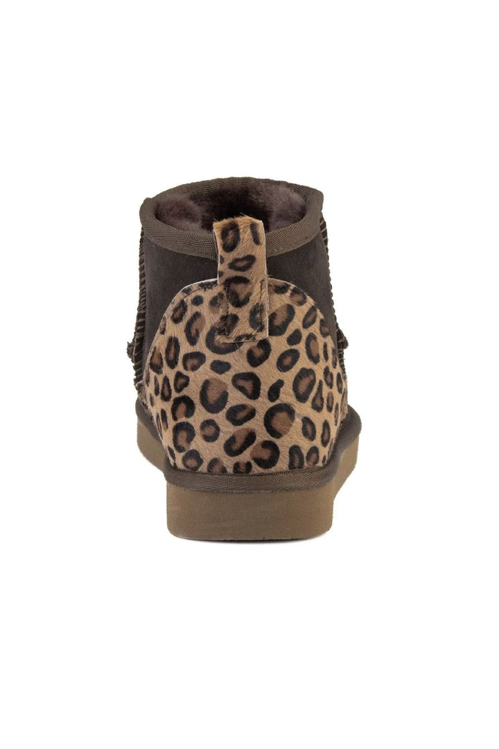 Pegia Heel Detailed Sheepskin Mini Boots 191145  - Choco