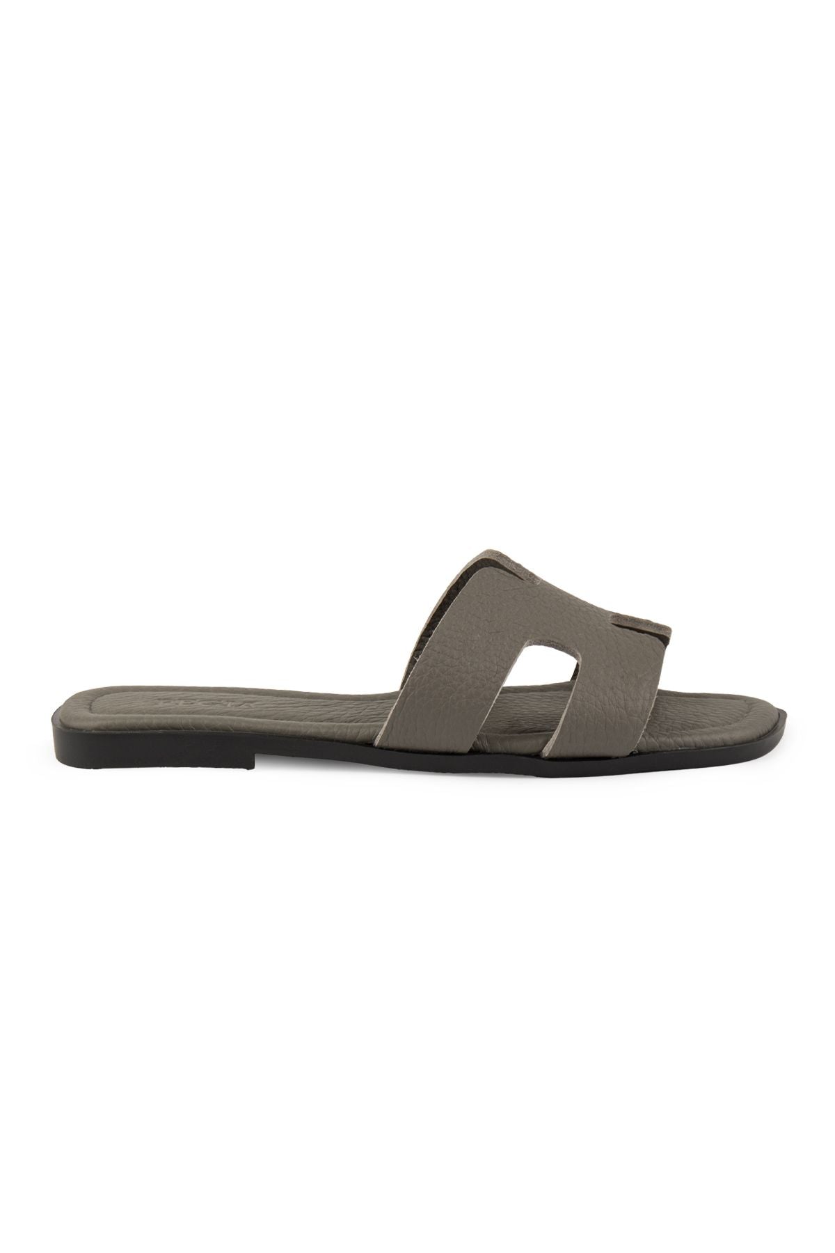 Pegia Vibe Women Leather Slippers 215540  - Charcoal