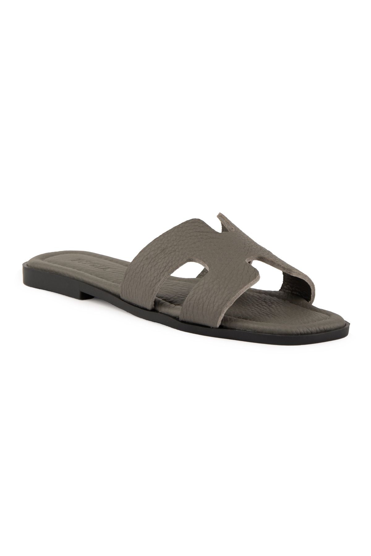 Pegia Vibe Women Leather Slippers 215540  - Charcoal