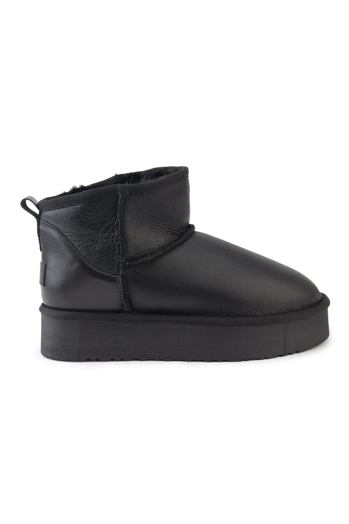 Pegia High Sole Sheepskin Boots 191303  - Black