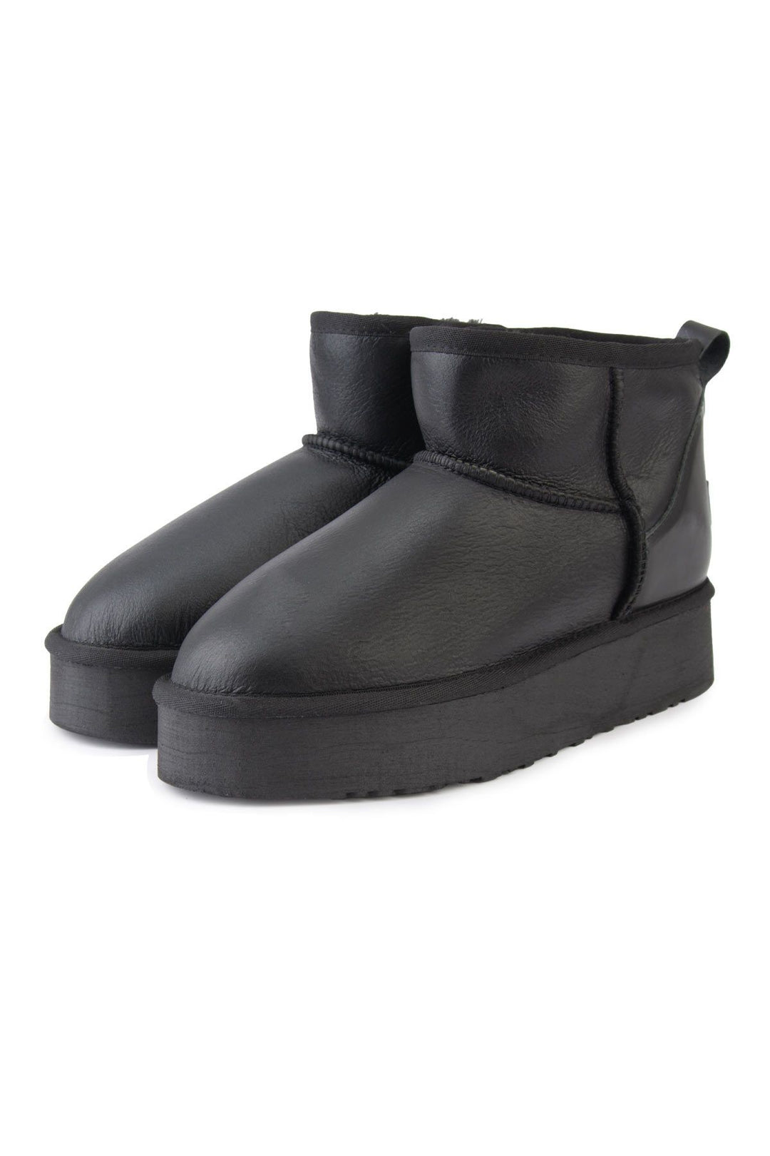 Pegia High Sole Sheepskin Boots 191303  - Black