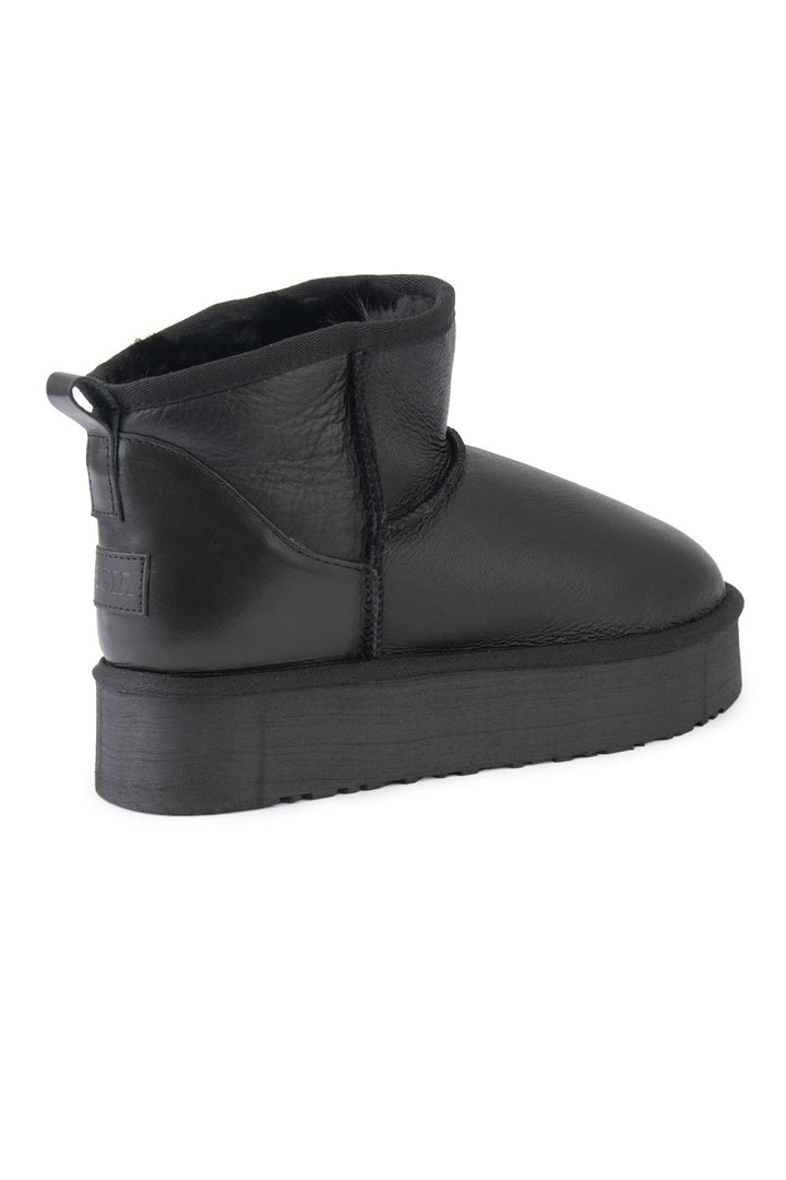 Pegia High Sole Sheepskin Boots 191303  - Black