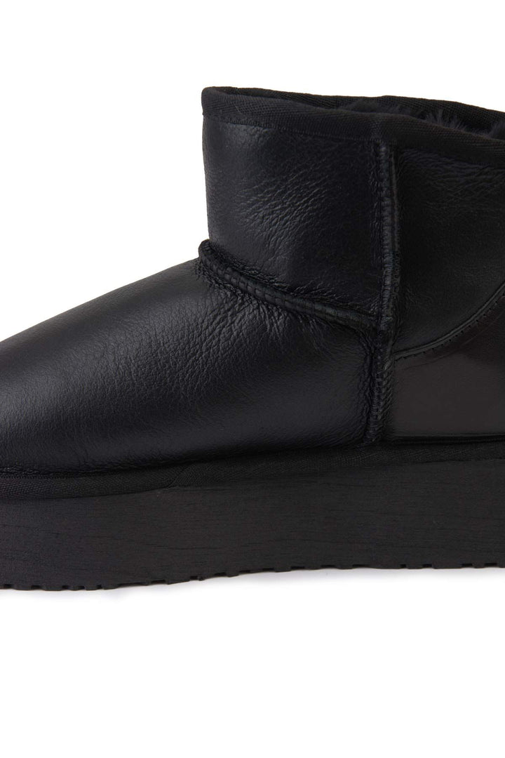 Pegia High Sole Sheepskin Boots 191303  - Black