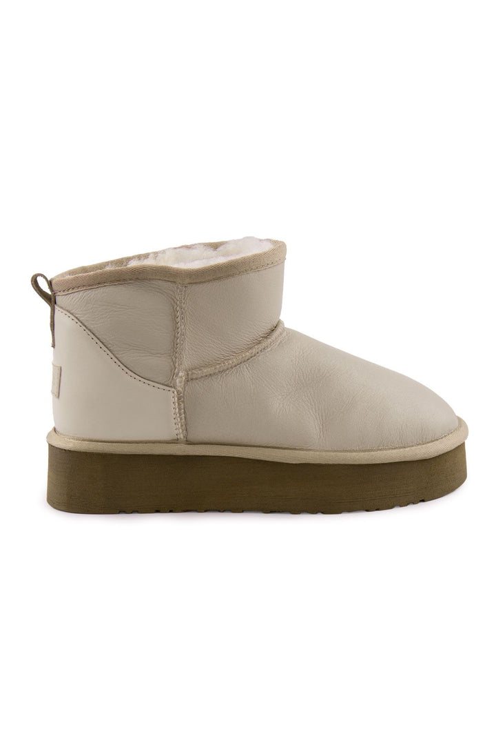 Pegia High Sole Sheepskin Boots 191303  - Beige