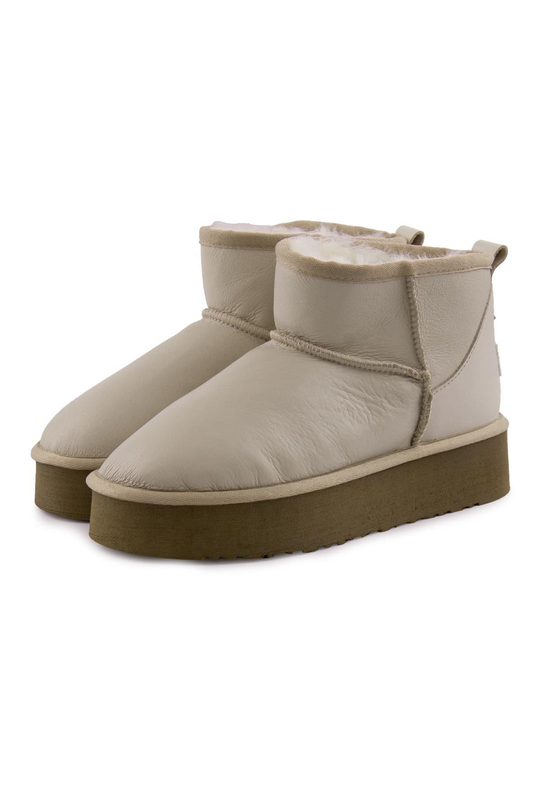 Pegia High Sole Sheepskin Boots 191303  - Beige