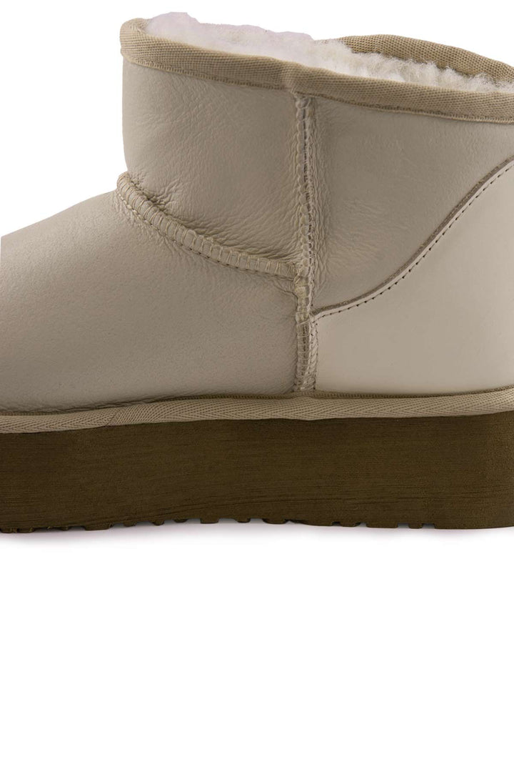 Pegia High Sole Sheepskin Boots 191303  - Beige