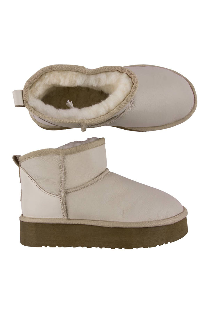 Pegia High Sole Sheepskin Boots 191303  - Beige