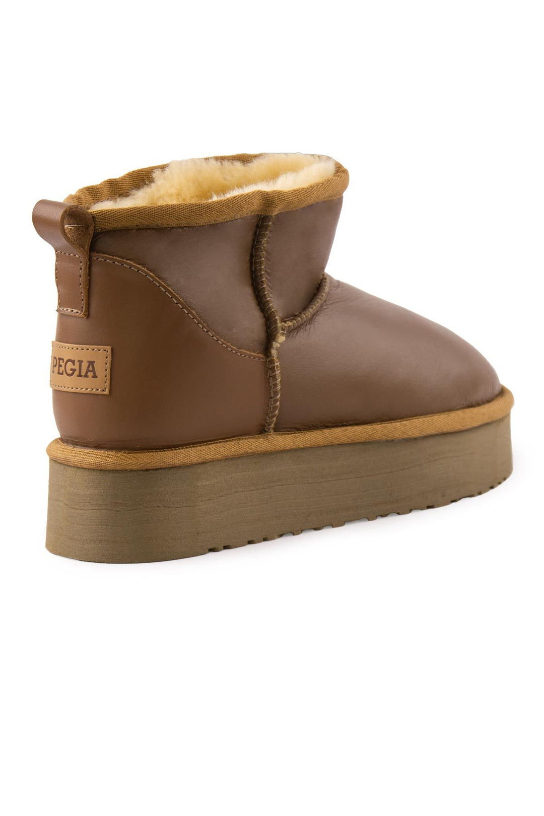 Pegia High Sole Sheepskin Boots 191303  - Chestnut