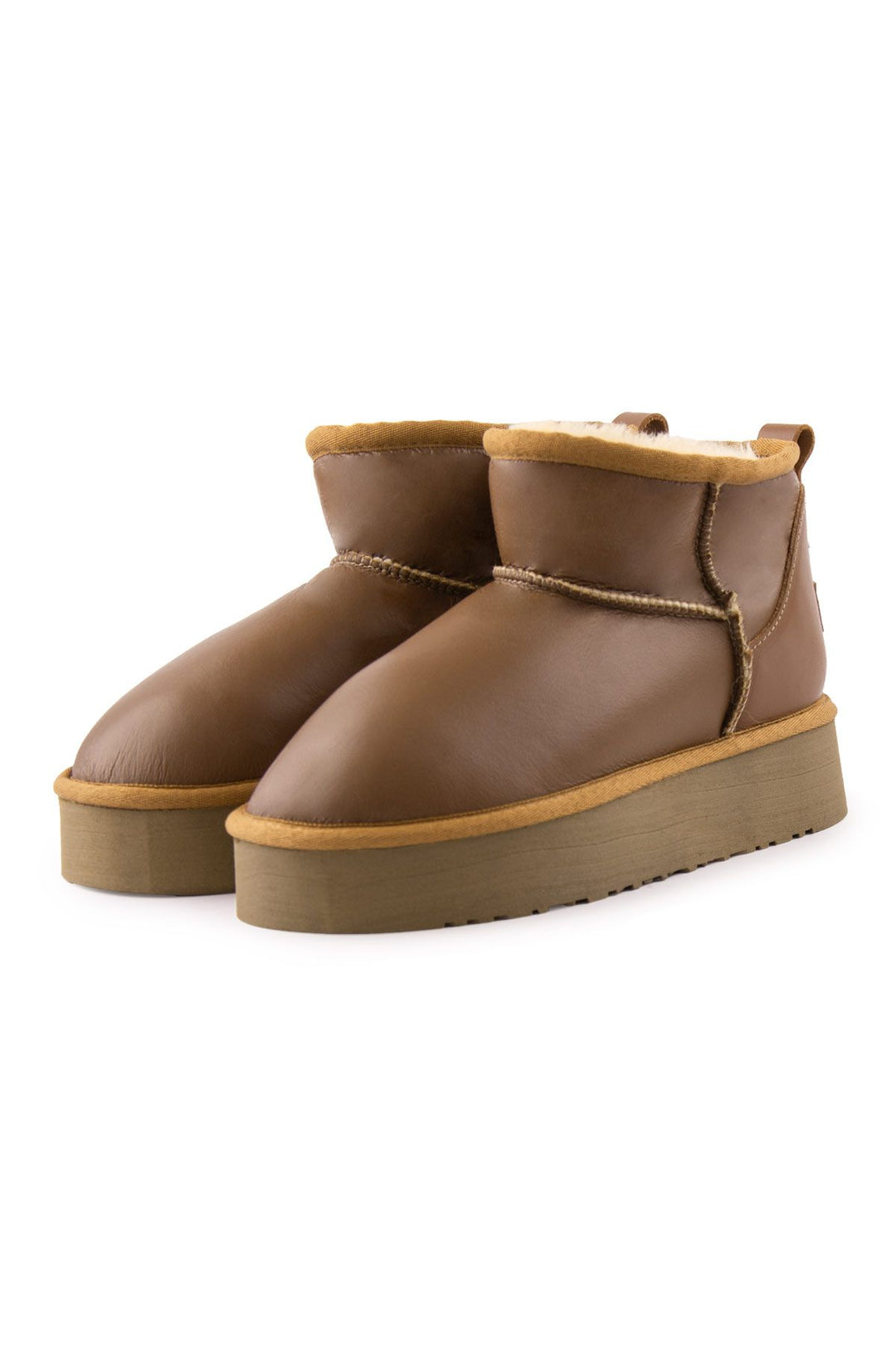 Pegia High Sole Sheepskin Boots 191303  - Chestnut