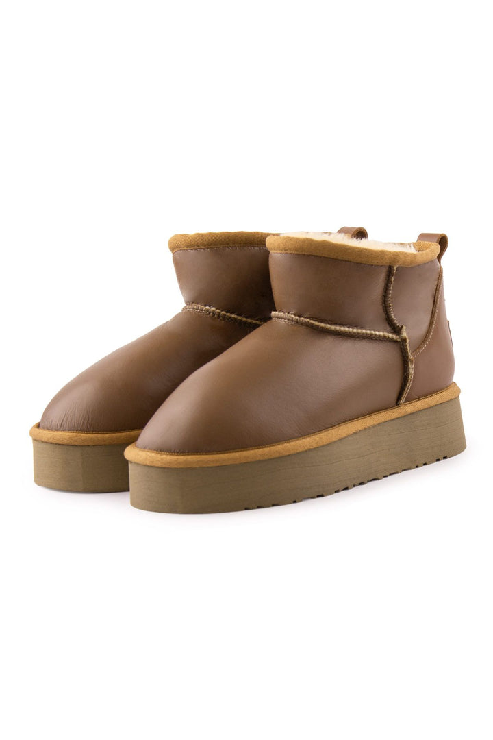 Pegia High Sole Sheepskin Boots 191303  - Chestnut