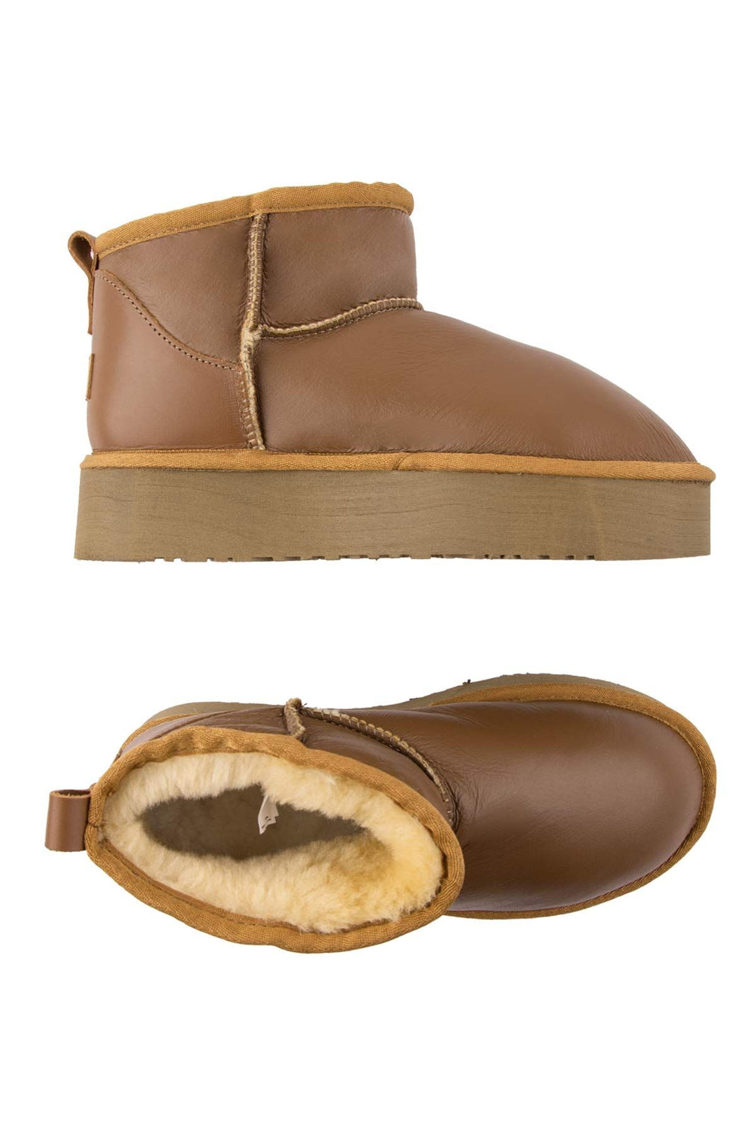 Pegia High Sole Sheepskin Boots 191303  - Chestnut