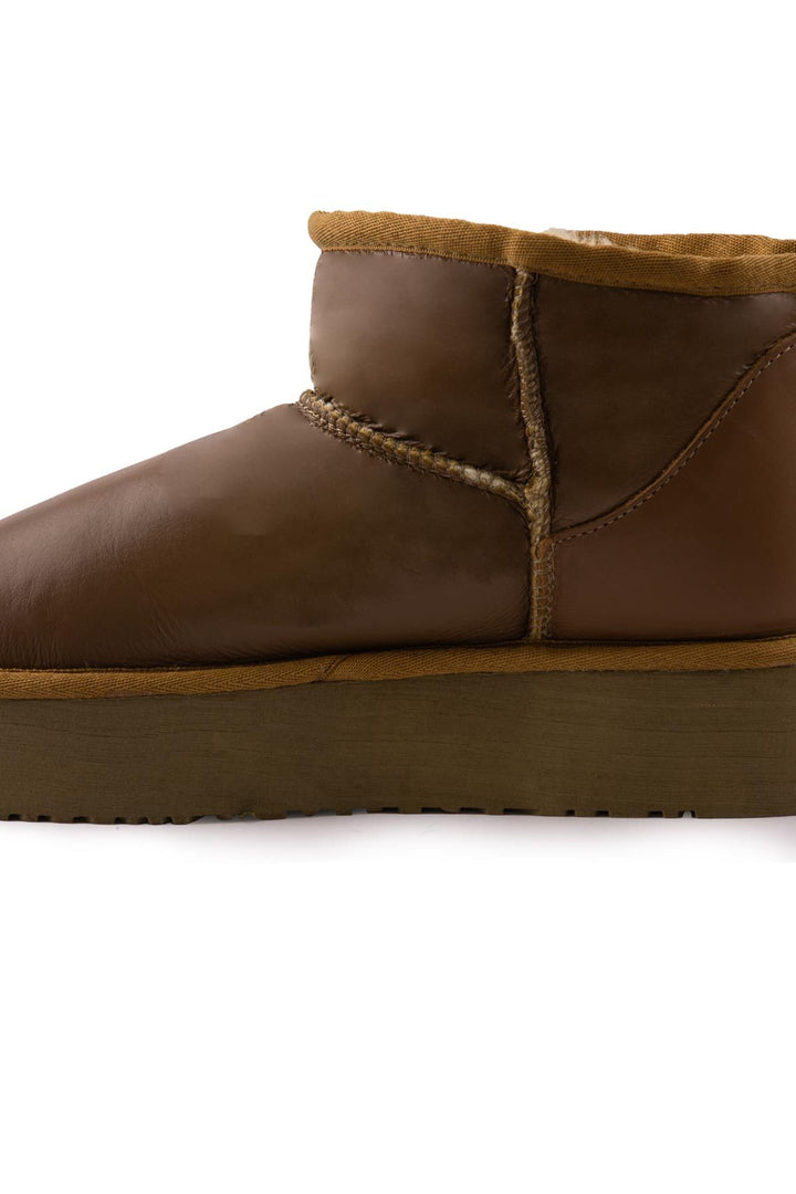 Pegia High Sole Sheepskin Boots 191303  - Chestnut