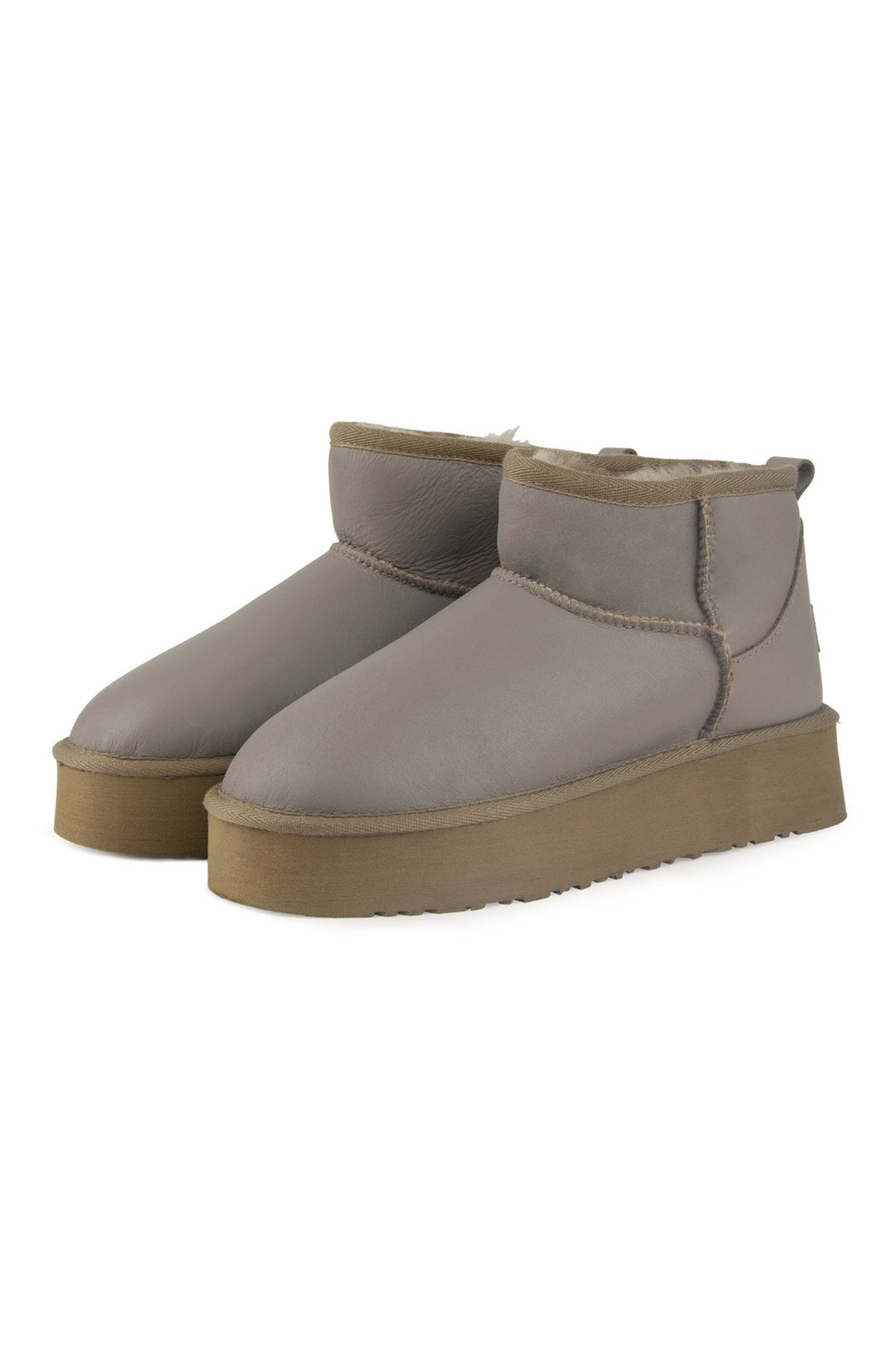 Pegia High Sole Sheepskin Boots 191303  - Stone