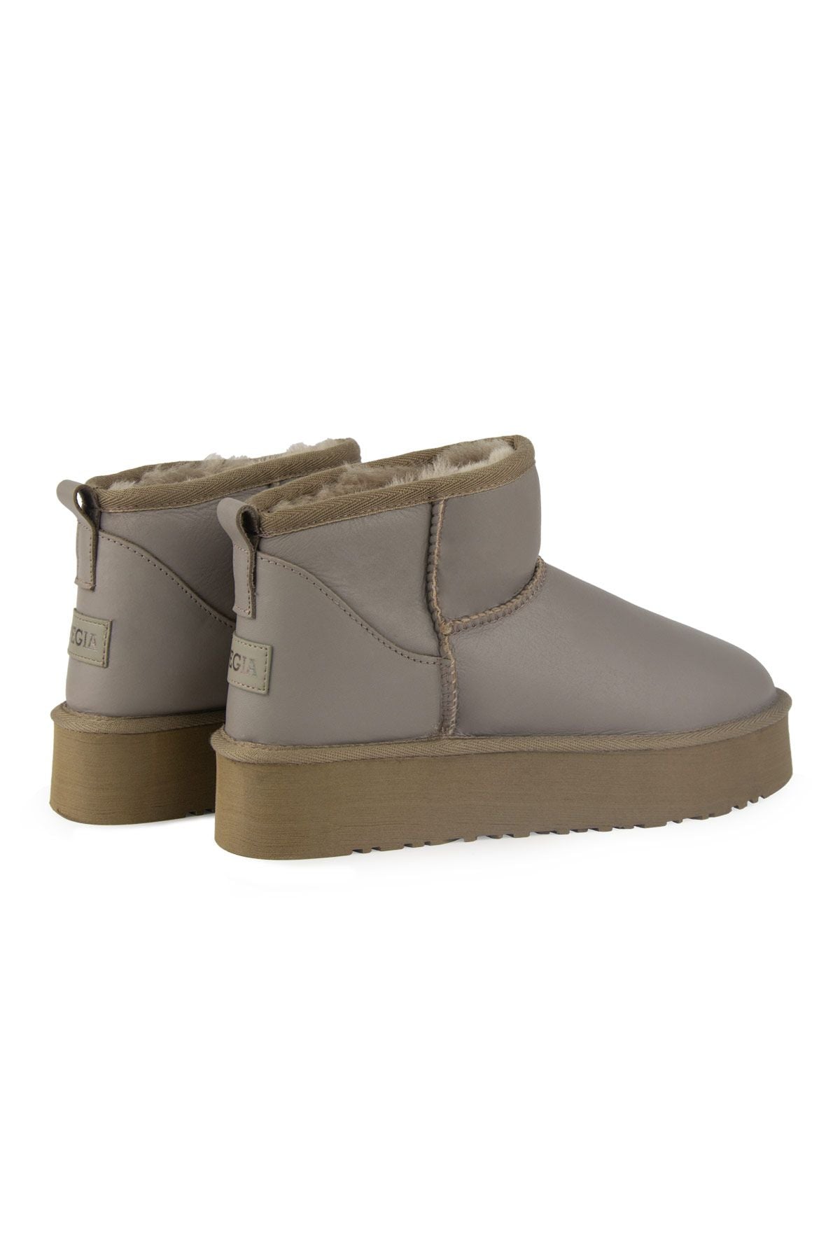 Pegia High Sole Sheepskin Boots 191303  - Stone