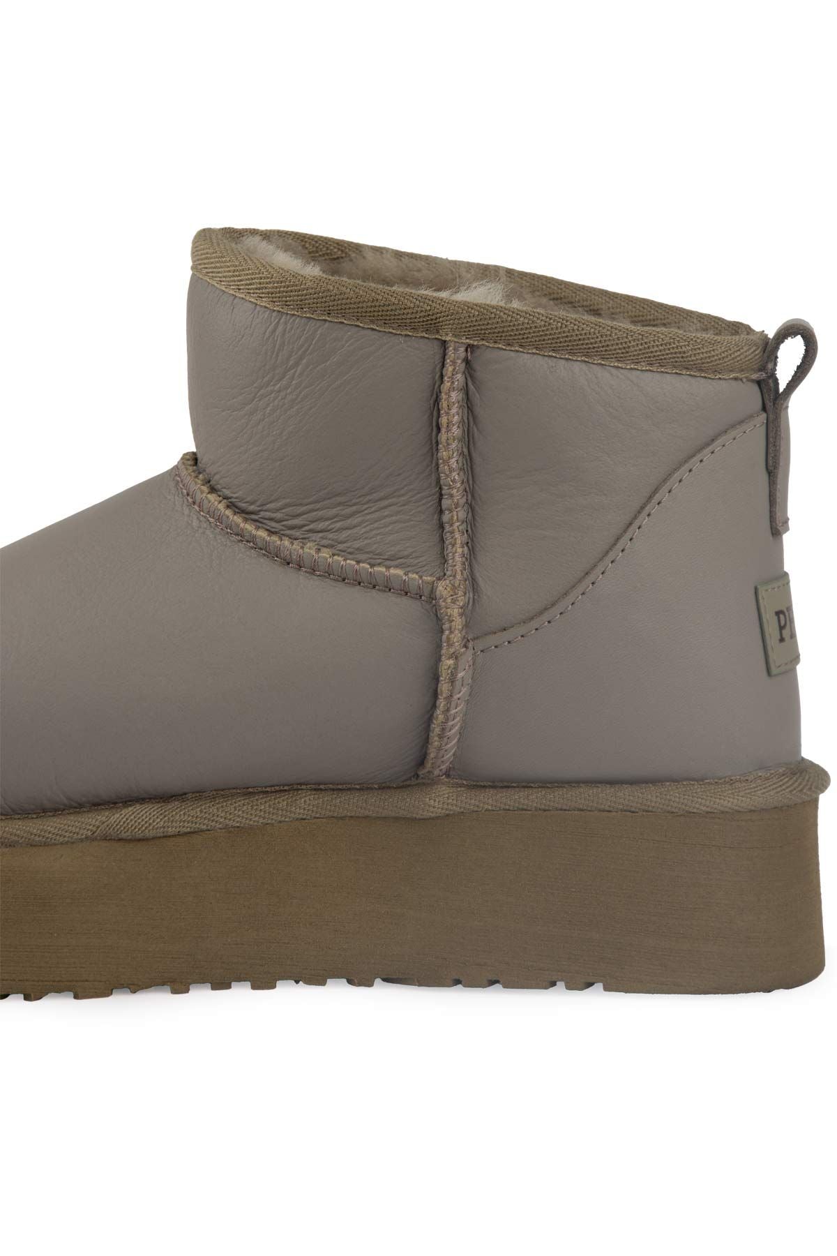 Pegia High Sole Sheepskin Boots 191303  - Stone