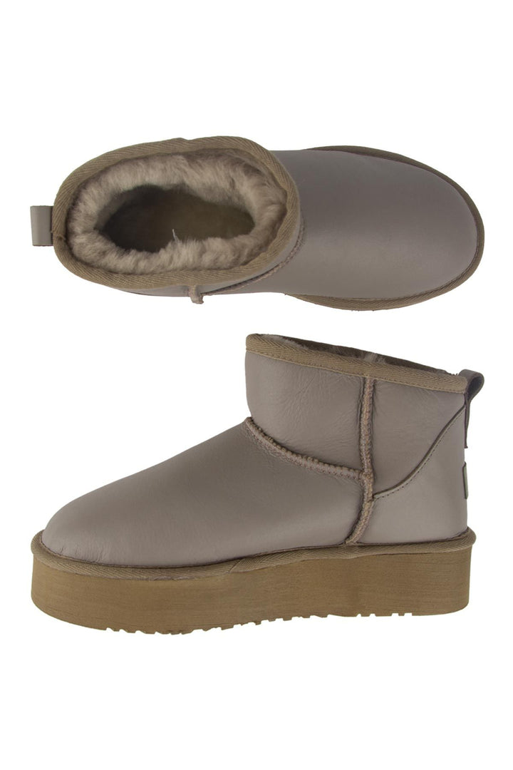Pegia High Sole Sheepskin Boots 191303  - Stone