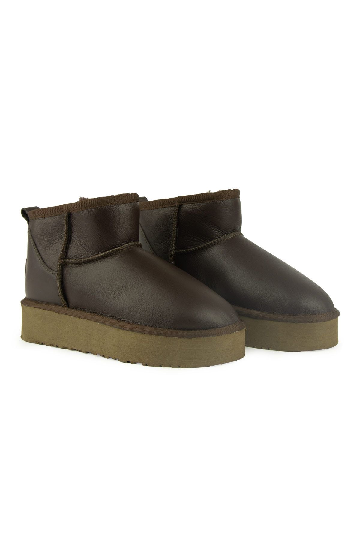 Pegia High Sole Sheepskin Boots 191303  - Choco