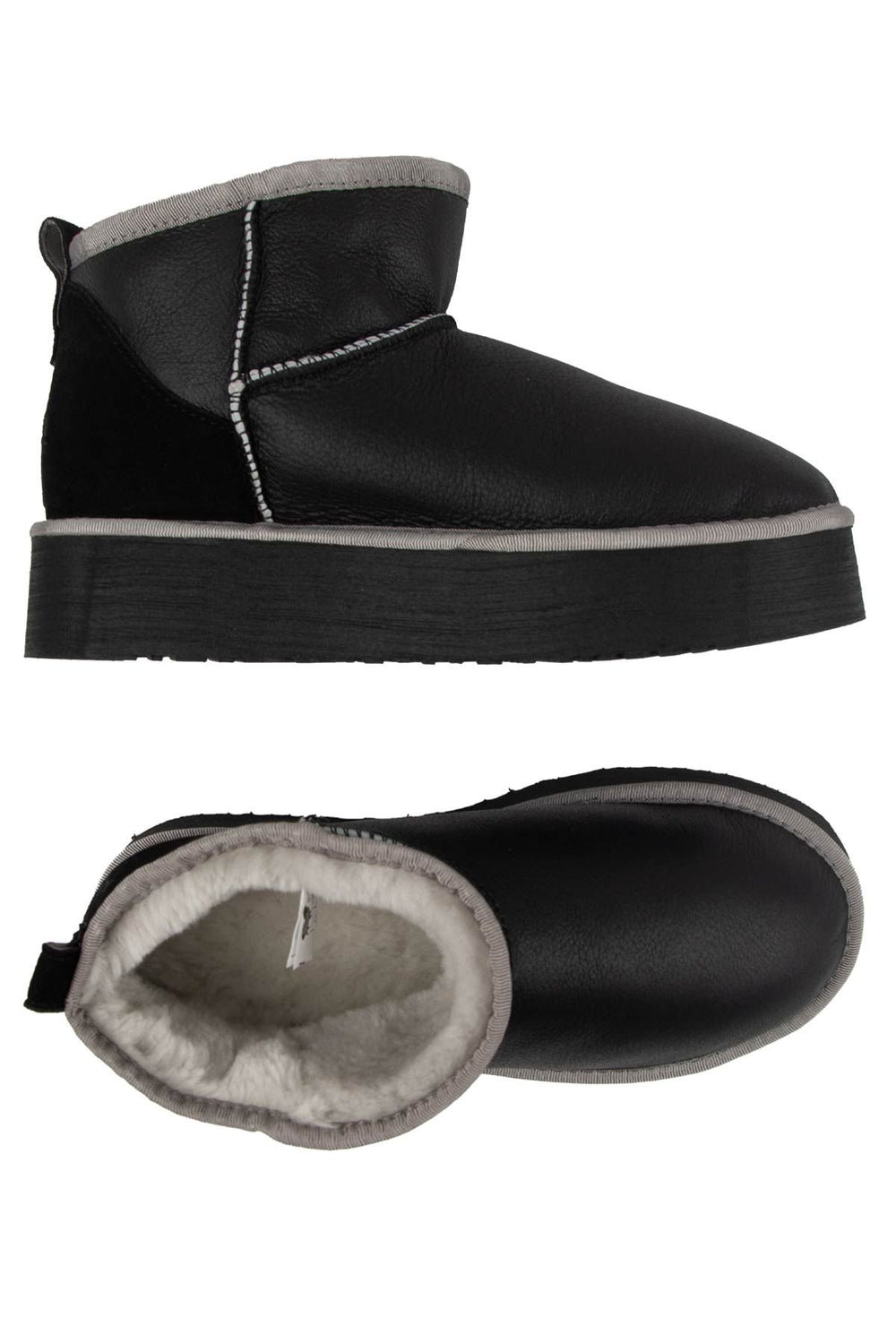 Pegia Women's Platform Leather Boots 191309  - Black