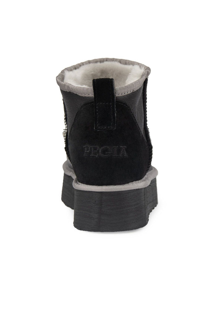 Pegia Women's Platform Leather Boots 191309  - Black