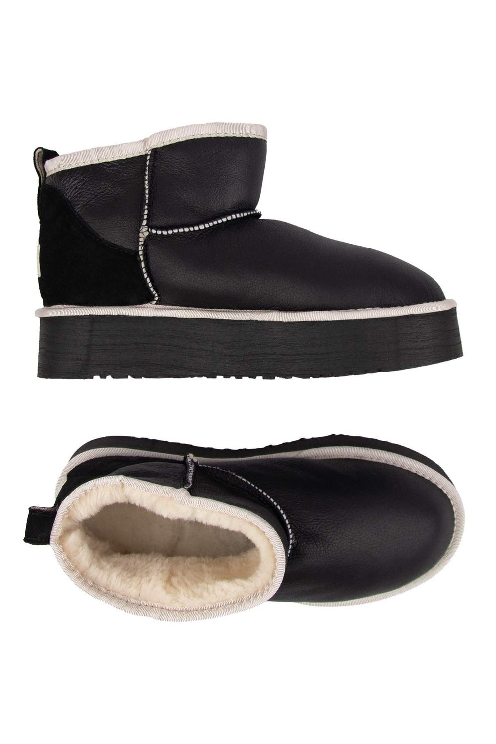 Pegia Women's Platform Leather Boots 191315  - Black