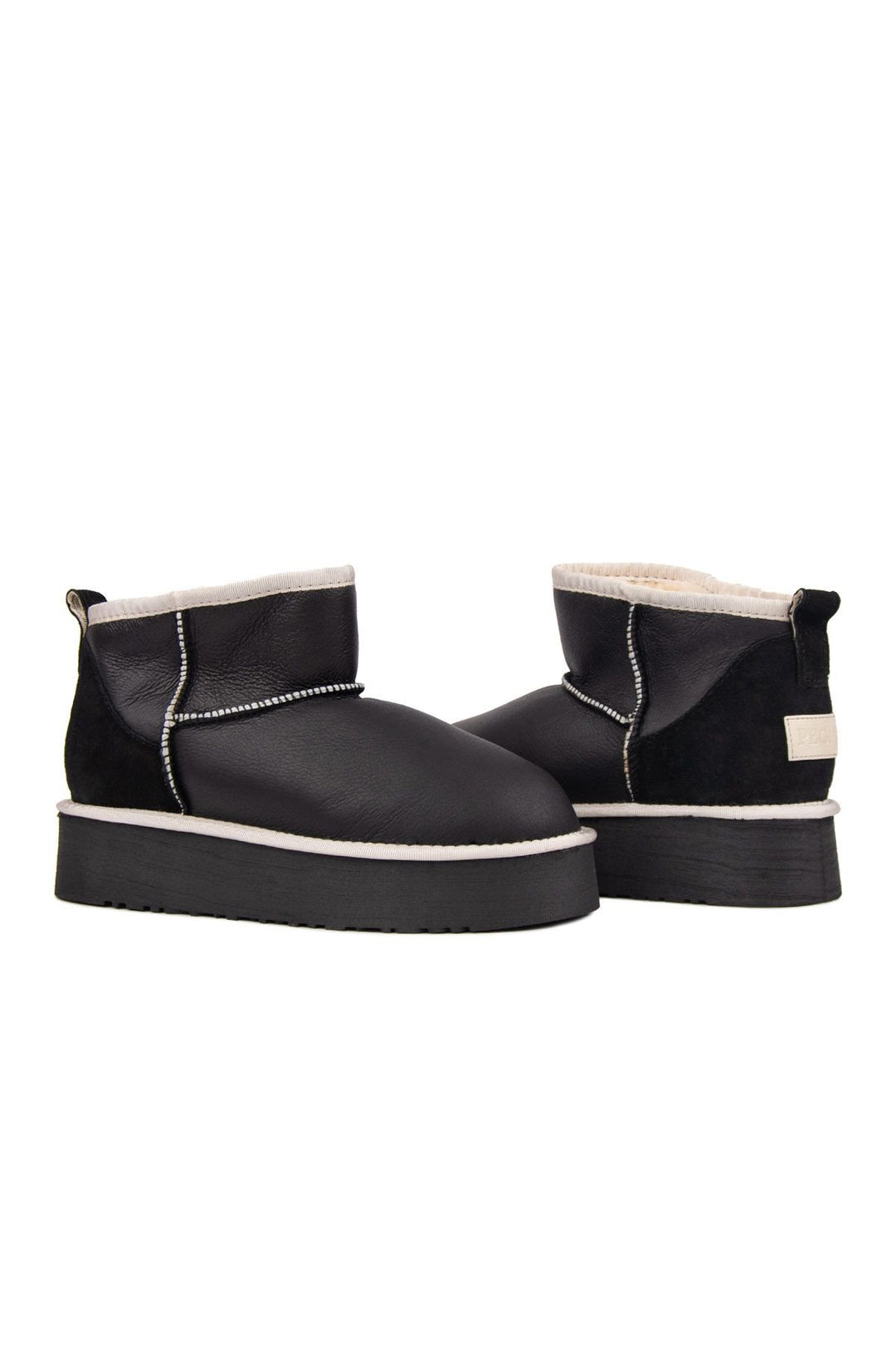 Pegia Women's Platform Leather Boots 191315  - Black