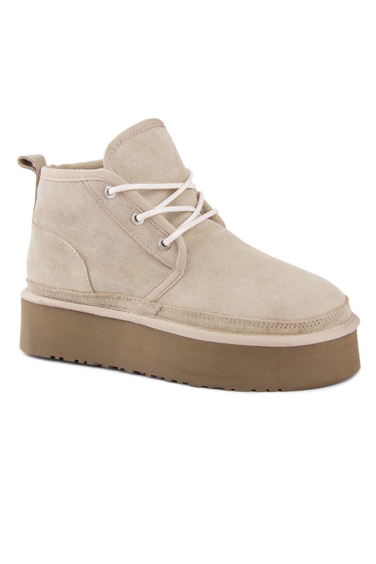 Pegia Women's High-Sole Shearling Boots 191310  - Beige