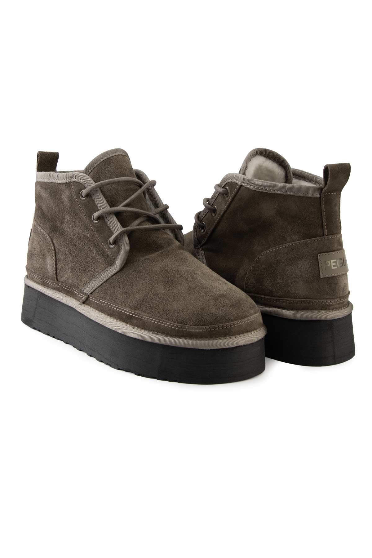 Pegia High Sole Sheepskin Women's Boots 191312  - Stone