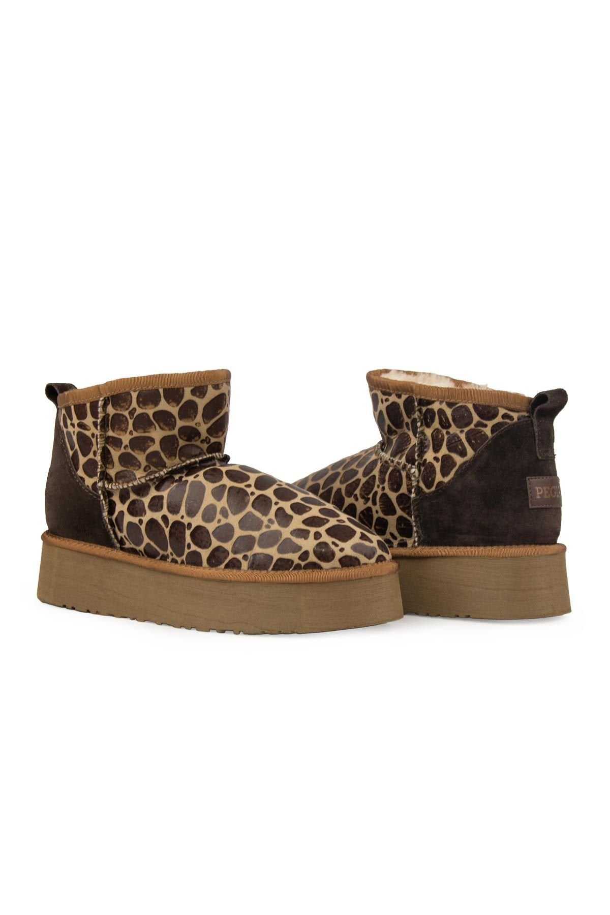 Pegia Women's Platform Sheepskin Boots 191314  - Choco