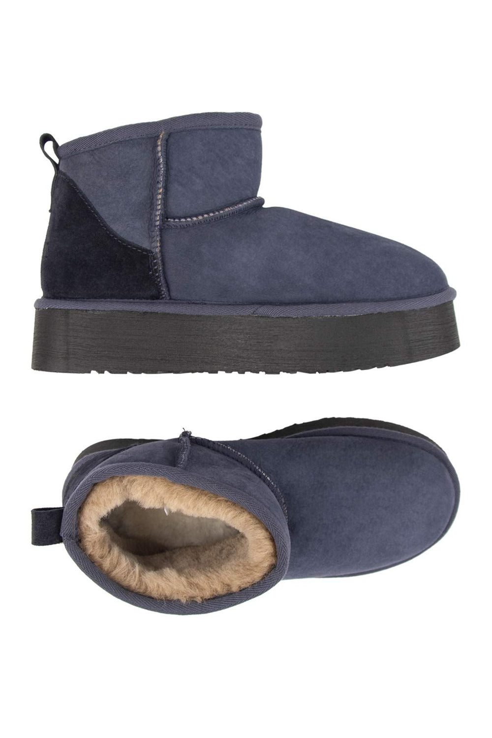 Pegia Women's Platform Sheepskin Boots 191313  - Navy