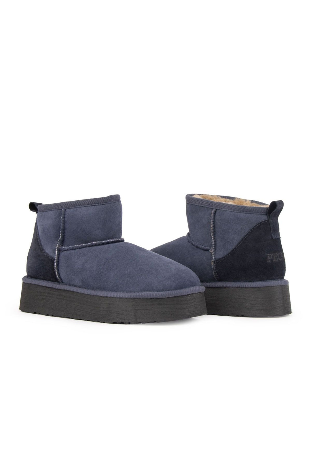 Pegia Women's Platform Sheepskin Boots 191313  - Navy