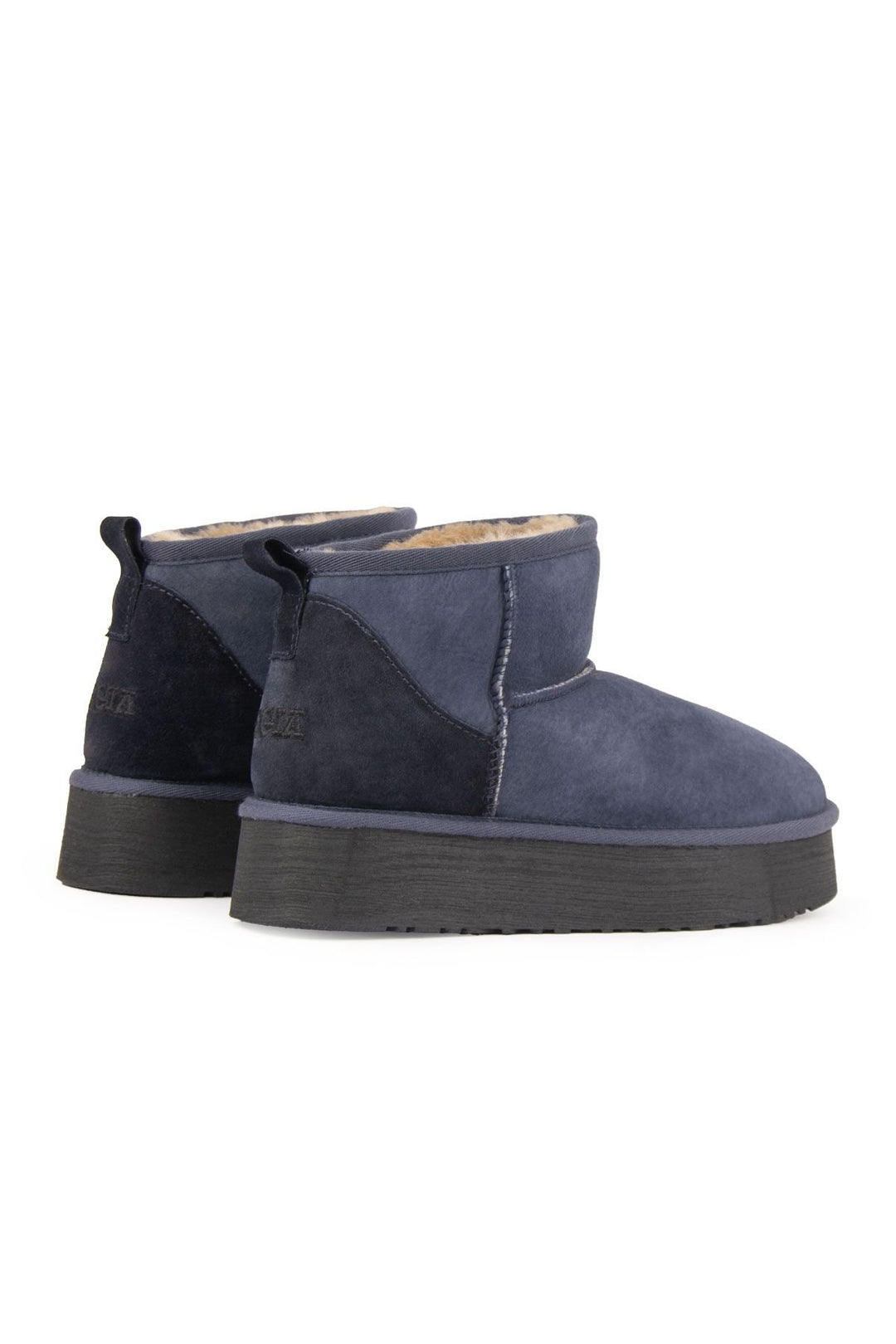 Pegia Women's Platform Sheepskin Boots 191313  - Navy