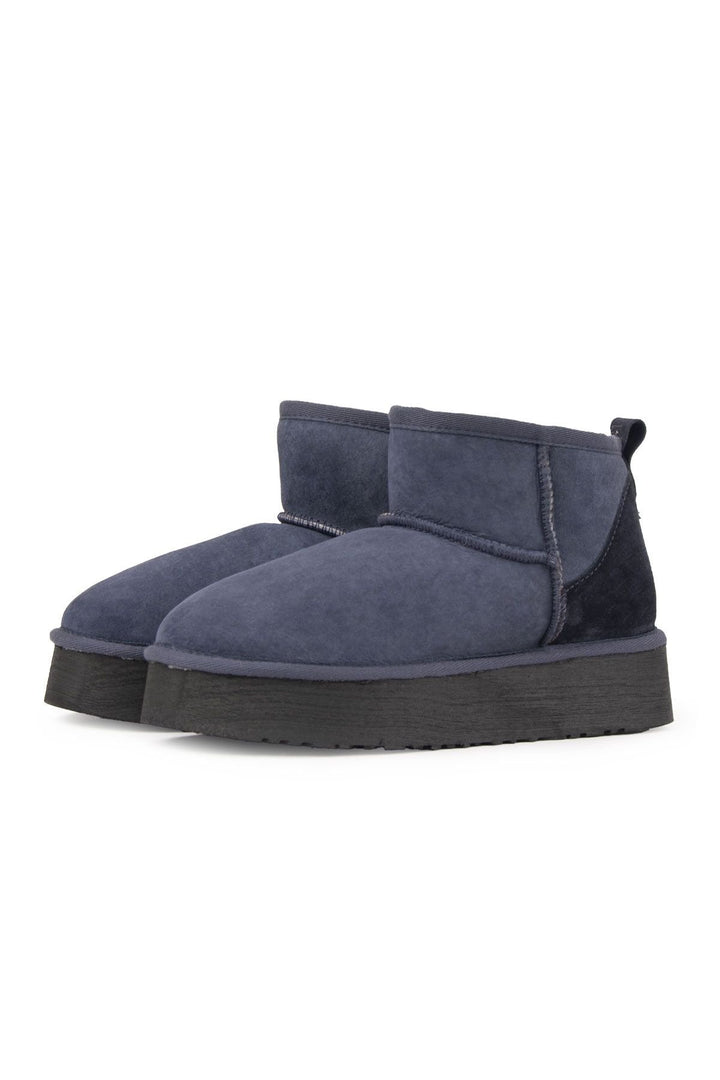 Pegia Women's Platform Sheepskin Boots 191313  - Navy