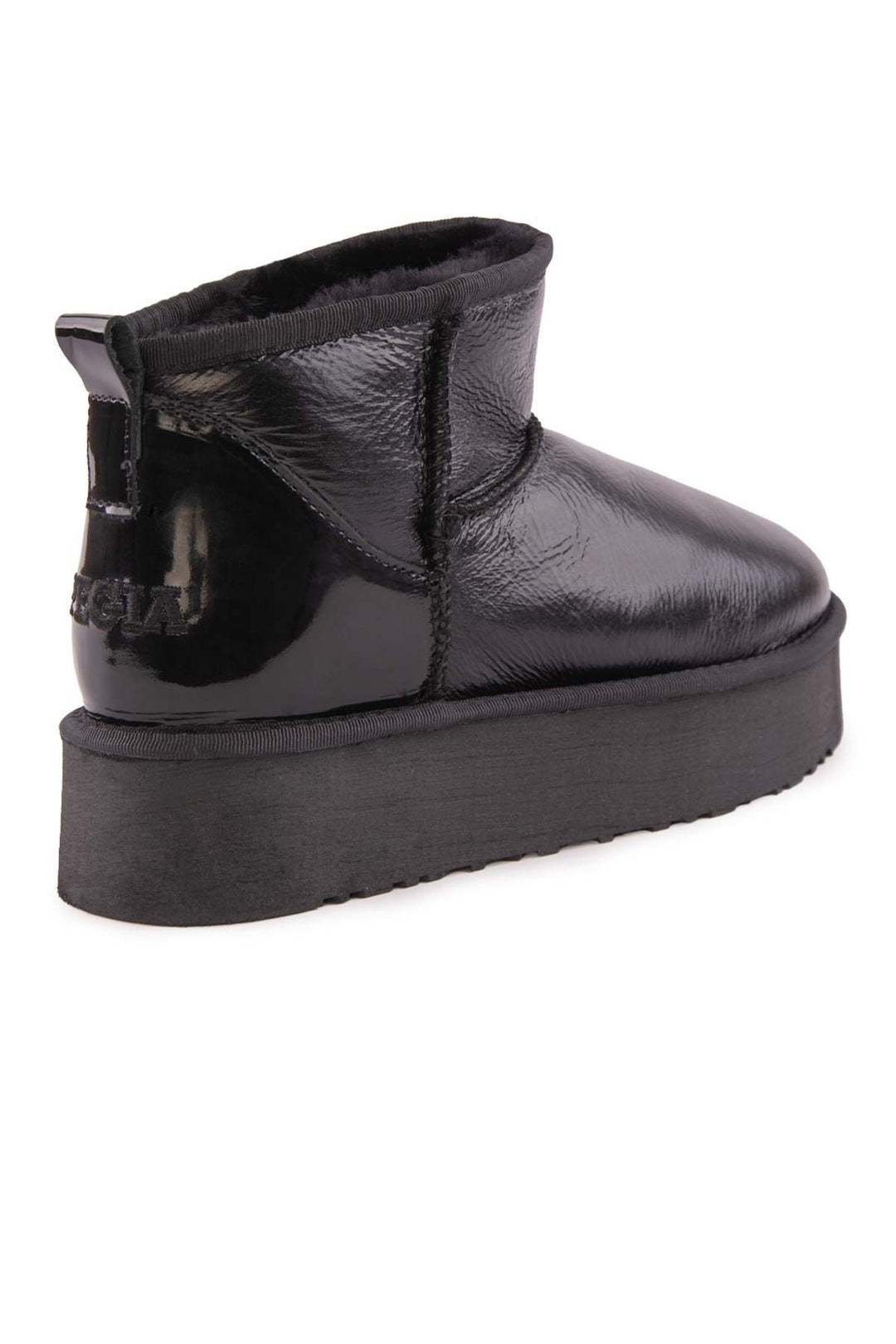 Pegia High Sole Patent Leather Boots 191307  - Black