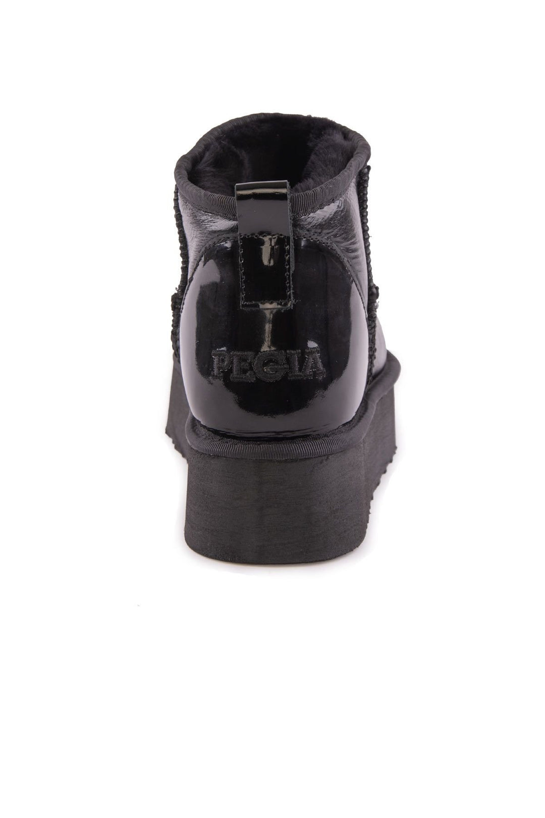 Pegia High Sole Patent Leather Boots 191307  - Black