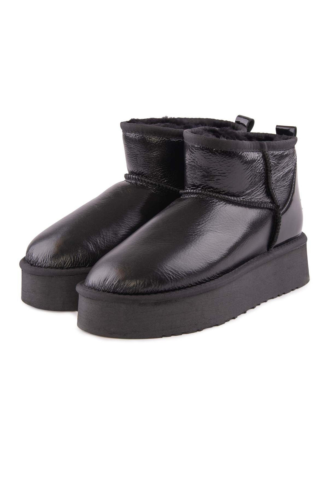 Pegia High Sole Patent Leather Boots 191307  - Black