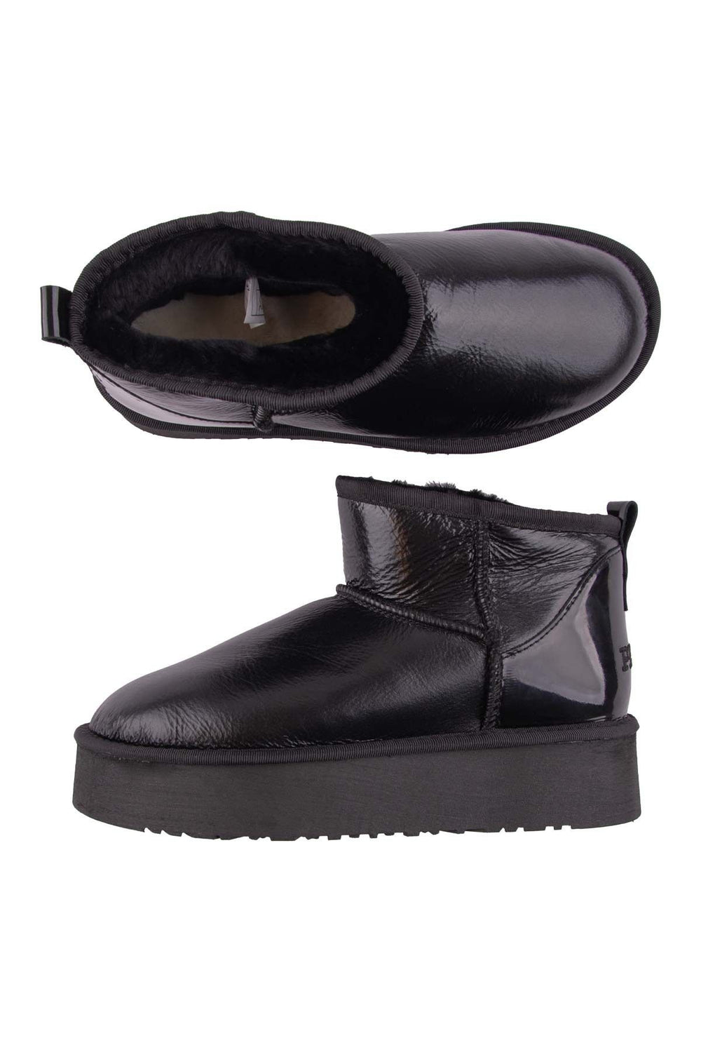 Pegia High Sole Patent Leather Boots 191307  - Black