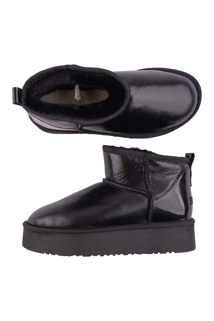 Pegia High Sole Patent Leather Boots 191307  - Black
