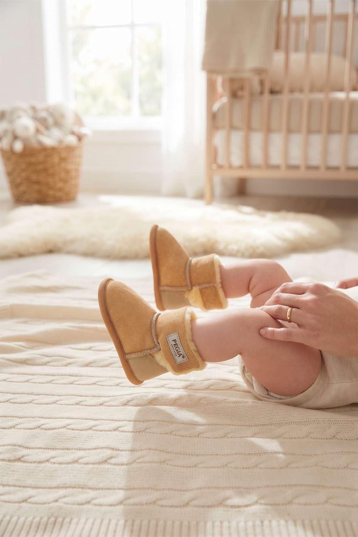 Sheepy Care Medical Sheepskin Baby Booties MDK034  - Natural