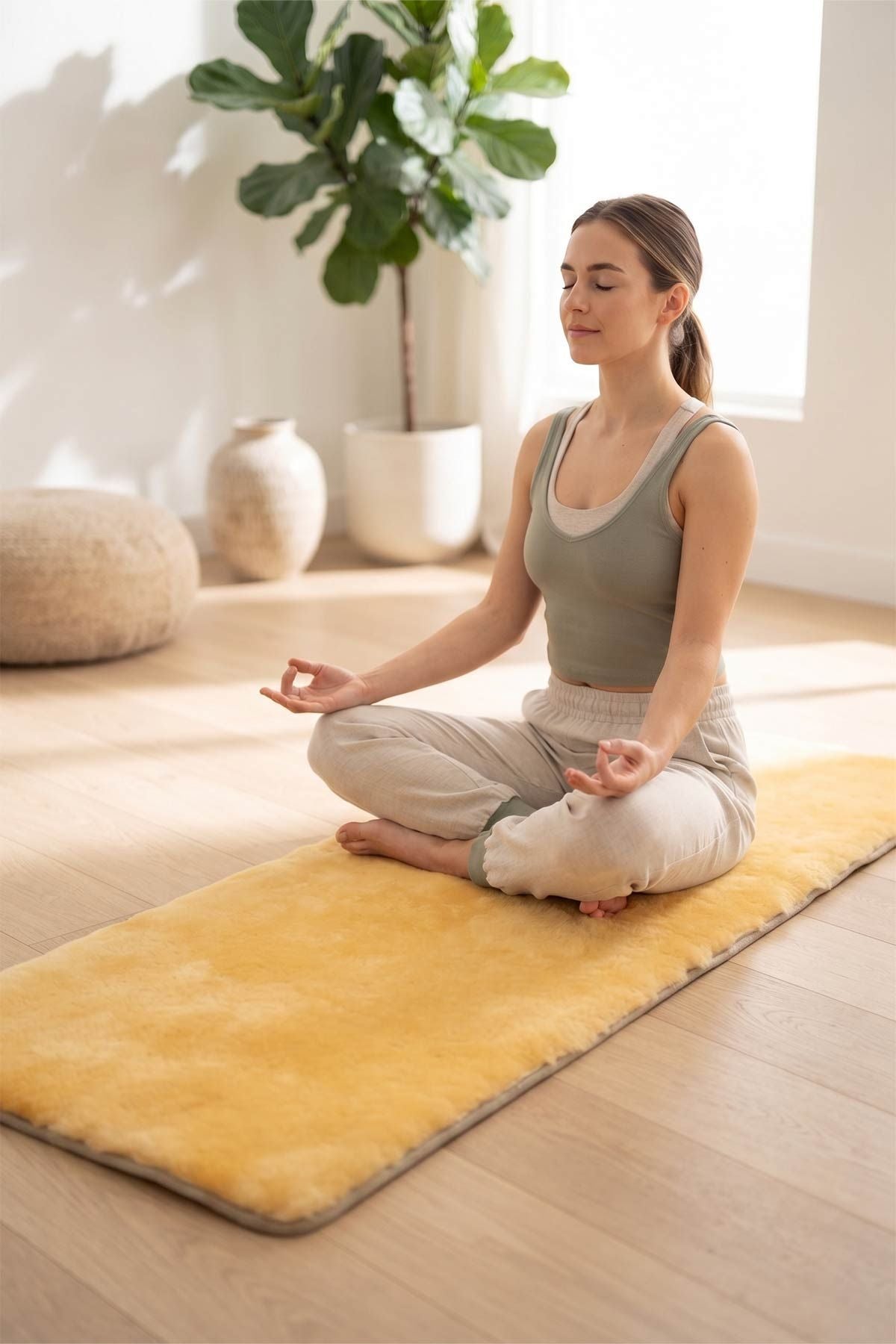 Sheepy Care Medical Sheepskin Yoga Mat MDK021  - Natural